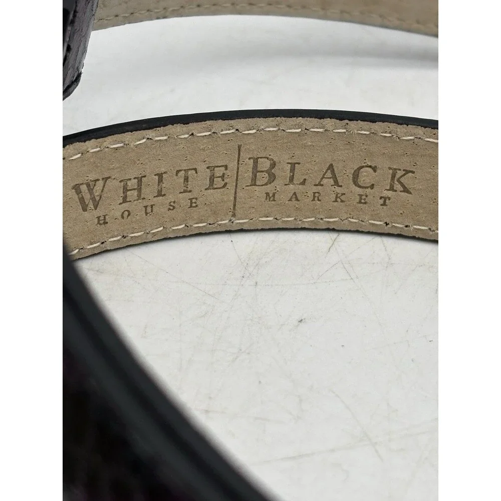 White House Black Market Belt Silver Purple Leather Belt Reptile Adjustable M/L